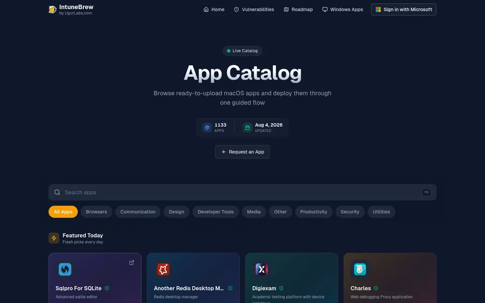 IntuneBrew application catalog